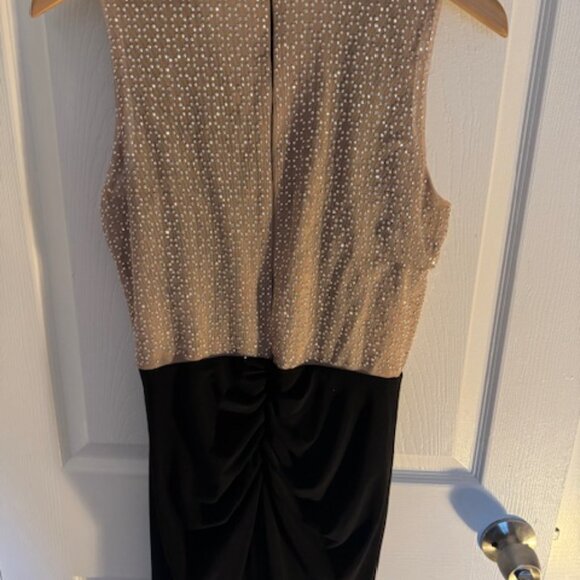 BLACK AND CHAMPAGNE SHIMMER PARTY DRESS COCKTAIL STYLE ABOVE KNEE - Picture 5 of 5